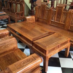 Bộ Bàn Ghế Âu Á hộp gỗ hương vân 240cm